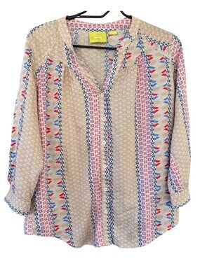 Maeve ANTHROPOLOGIE Sunset District Button Down Southwestern Print Blouse Small